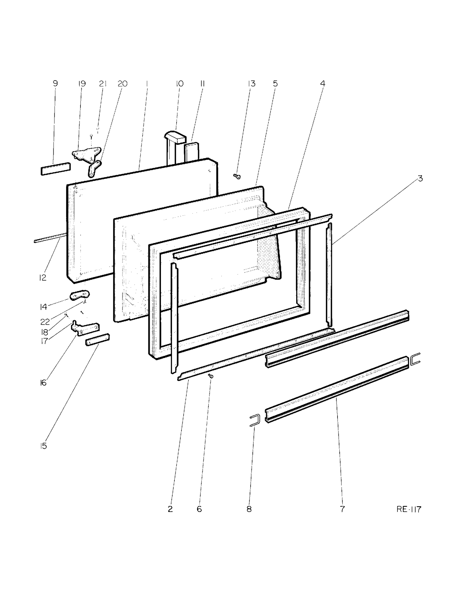 FREEZER DOOR Diagram and Parts List for 34510-2  General Electric Refrigerator