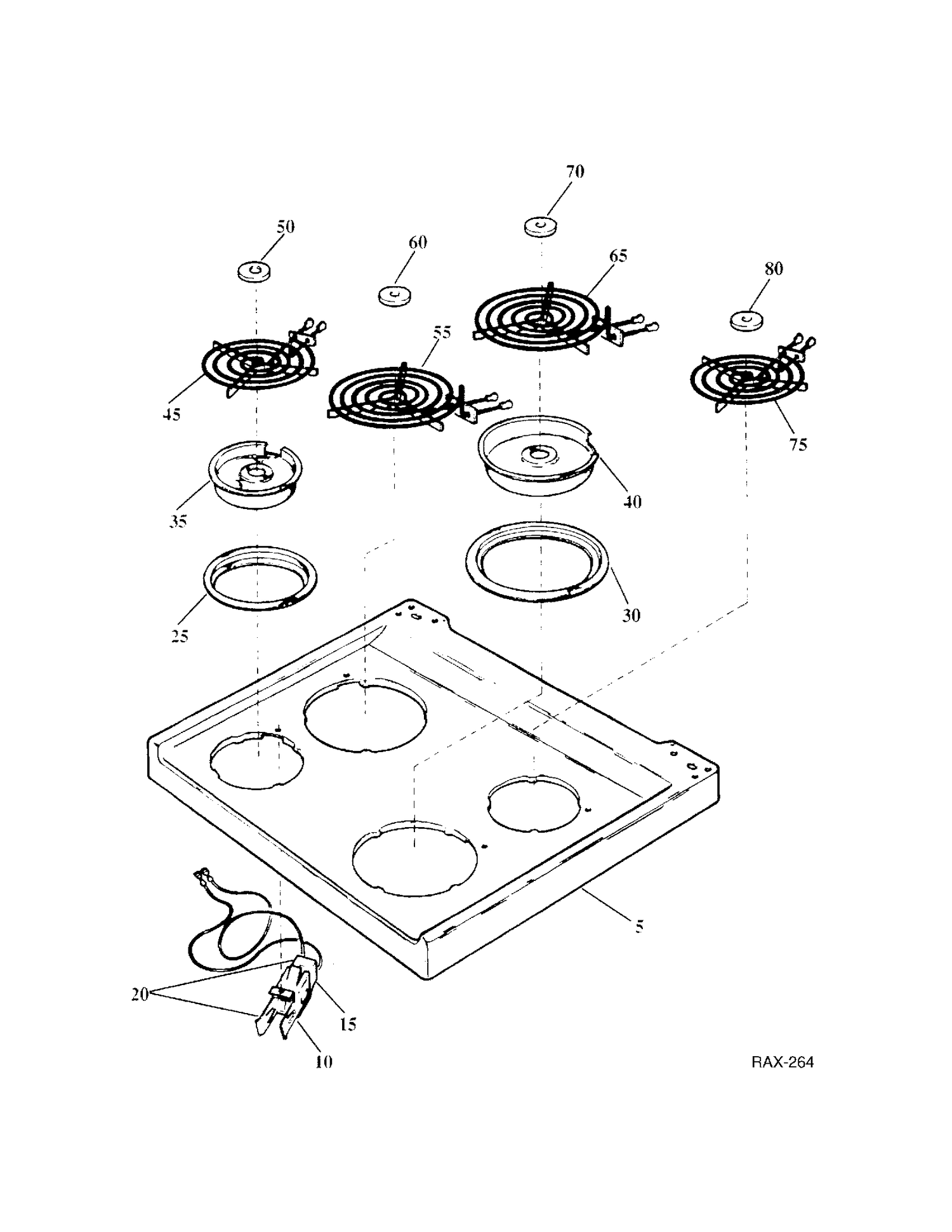 MAIN TOP GROUP Diagram and Parts List for 13328-2  General Electric Range