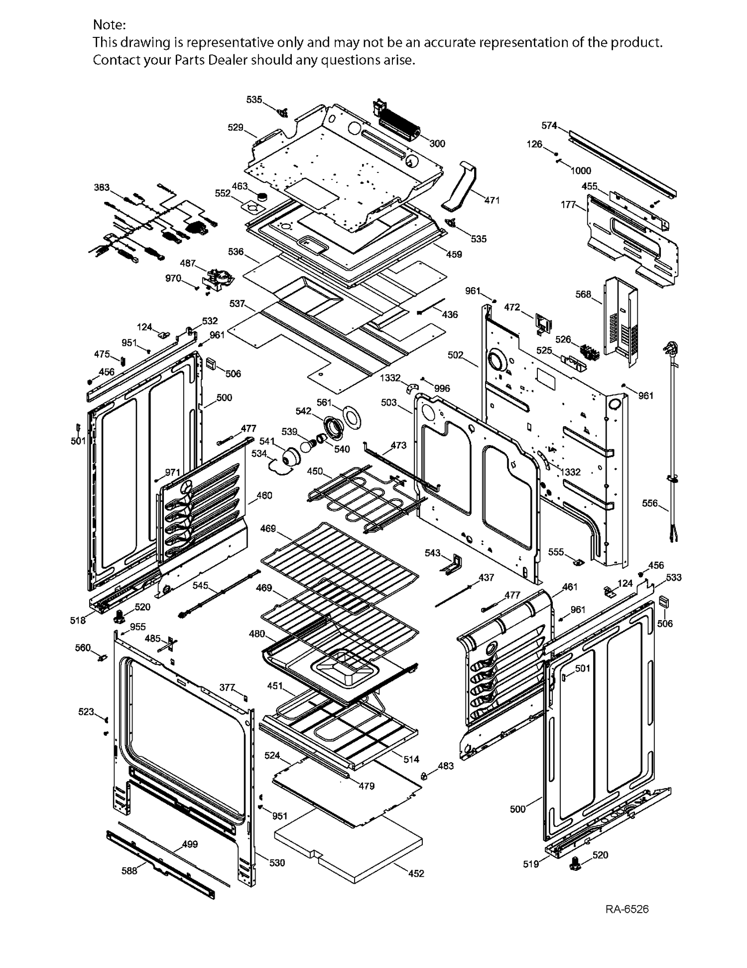 BODY Diagram and Parts List for JCSP41SV5SS  General Electric Range