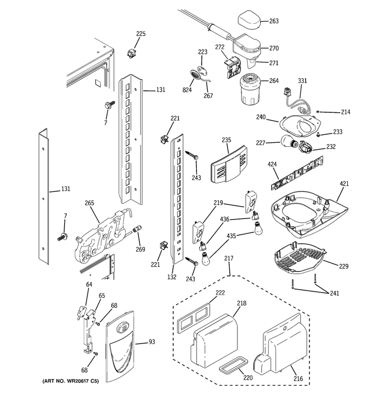 Fresh Food Section Diagram and Parts List for GNE22GMECFES  General Electric Refrigerator
