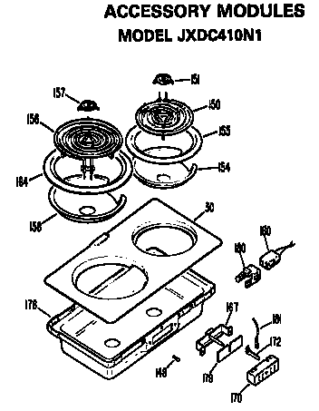 Accessory Modules Diagram and Parts List for JP672B9N1  General Electric Cooktop