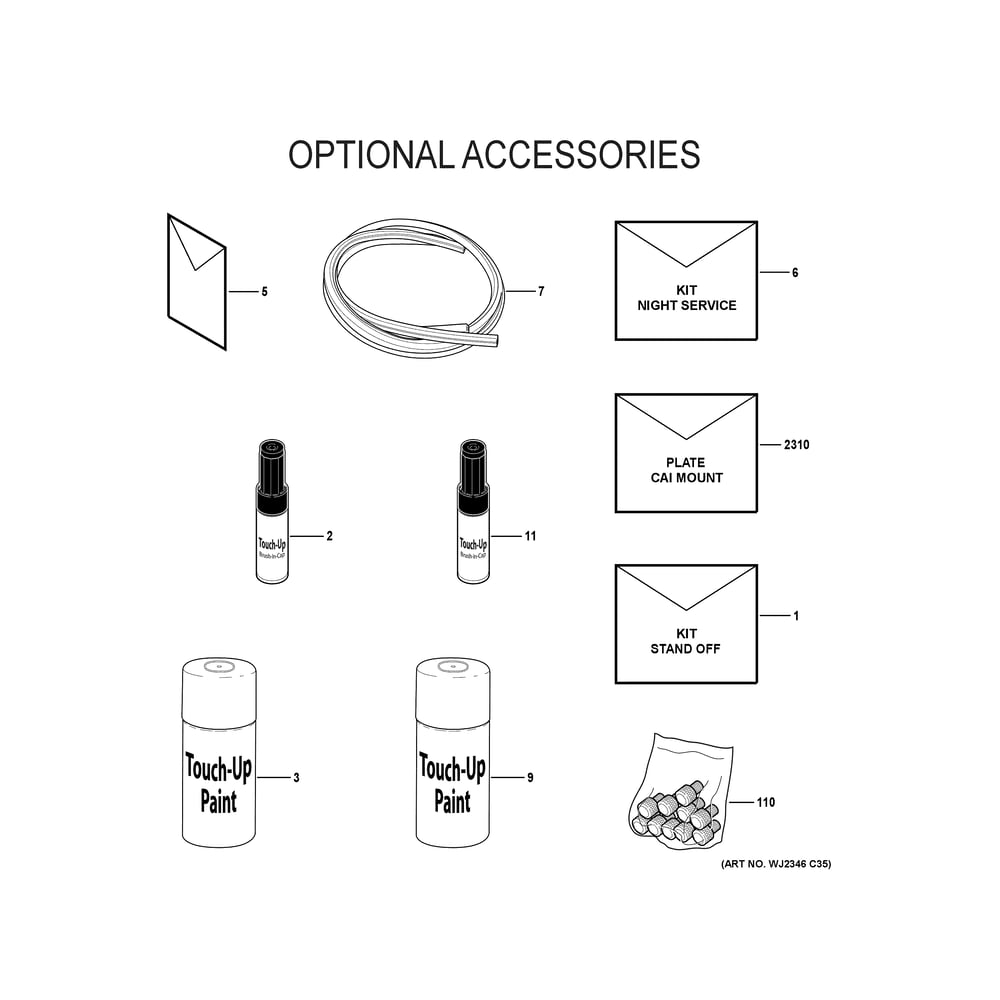 Optional Accessories Diagram and Parts List for NF80U090S5CR0  General Electric Furnace