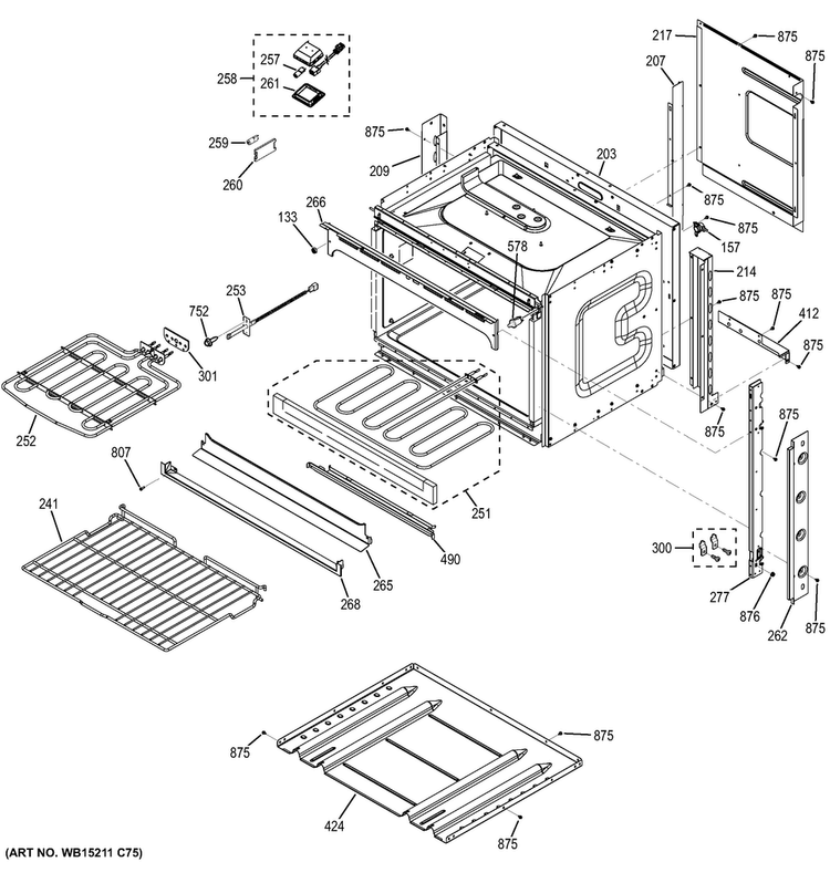 Body Parts Diagram and Parts List for JCK5000SF2SS  General Electric Wall Oven