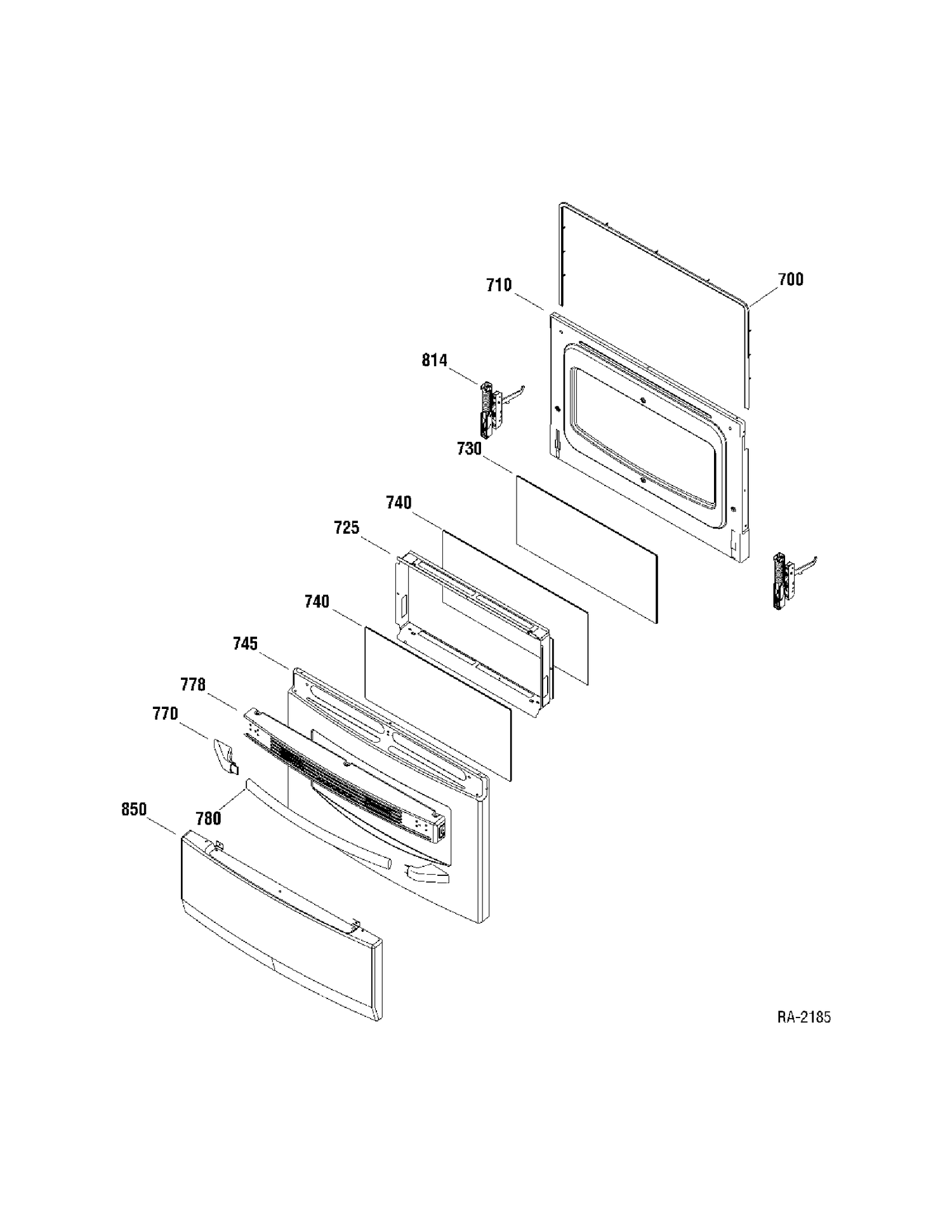 DOOR Diagram and Parts List for JCAS730L1WW  General Electric Range