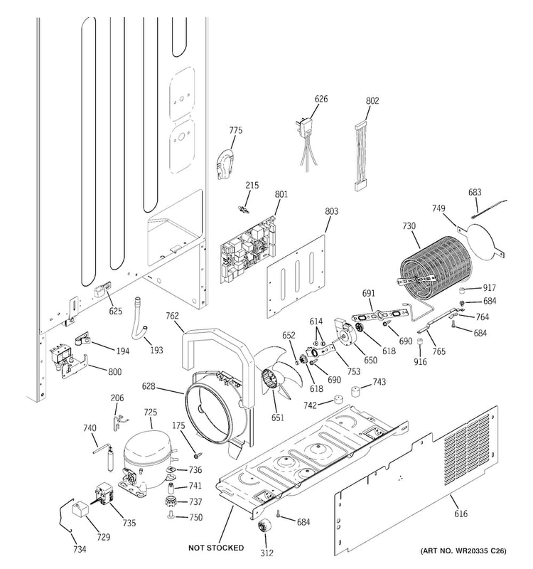Machine Compartment Diagram and Parts List for PFSS2MIYISS  General Electric Refrigerator