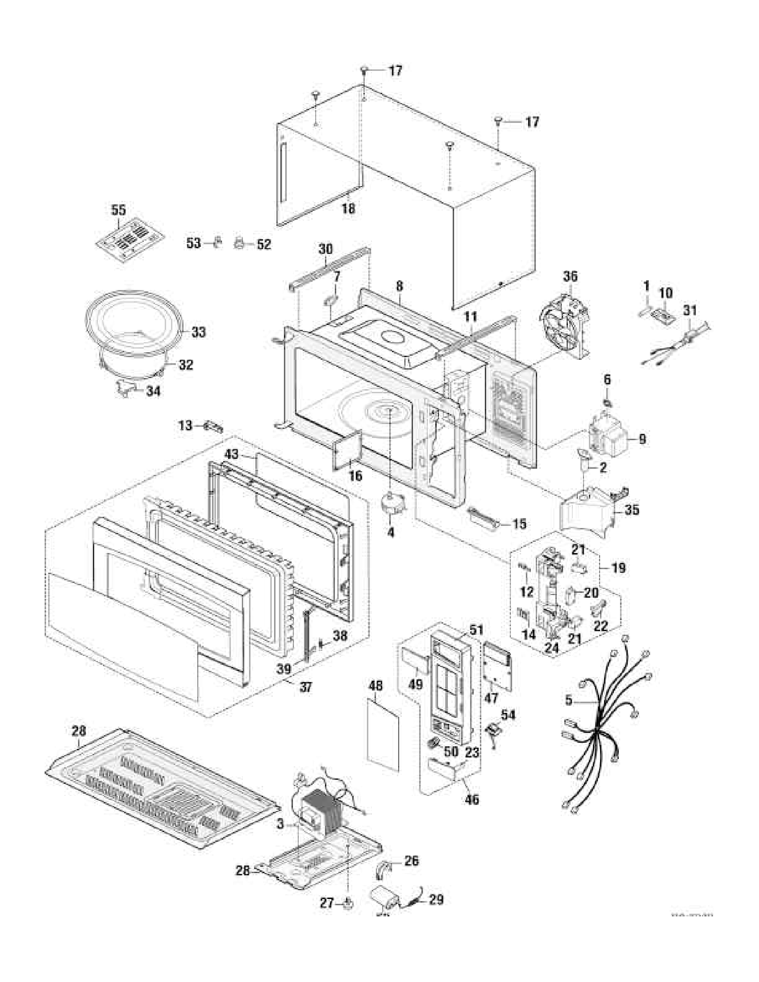 MICROWAVE Diagram and Parts List for PEM31BMC01  General Electric Microwave