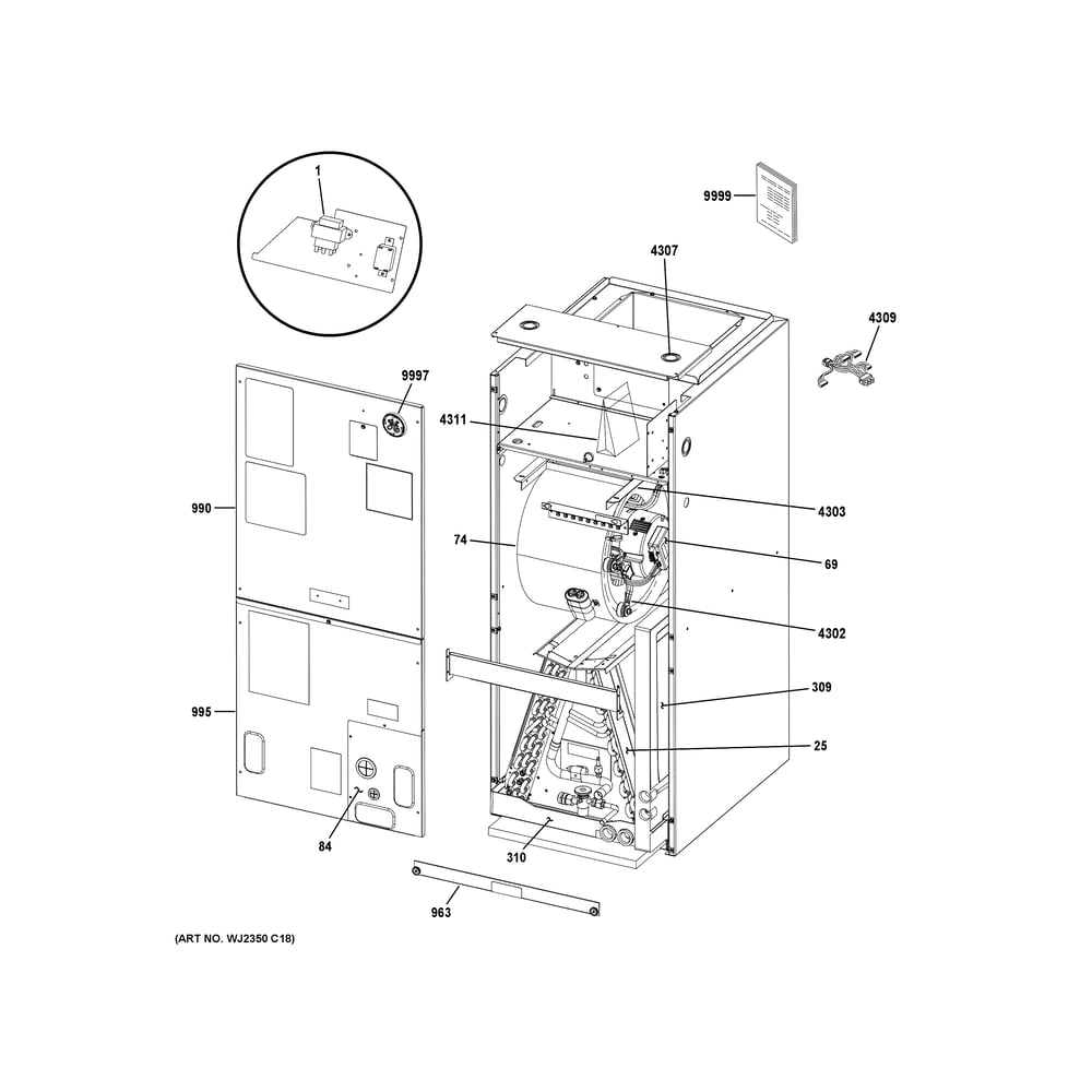 Room Air Conditioner 2 Diagram and Parts List for NAM36P1TA5D01  General Electric Air Conditioner