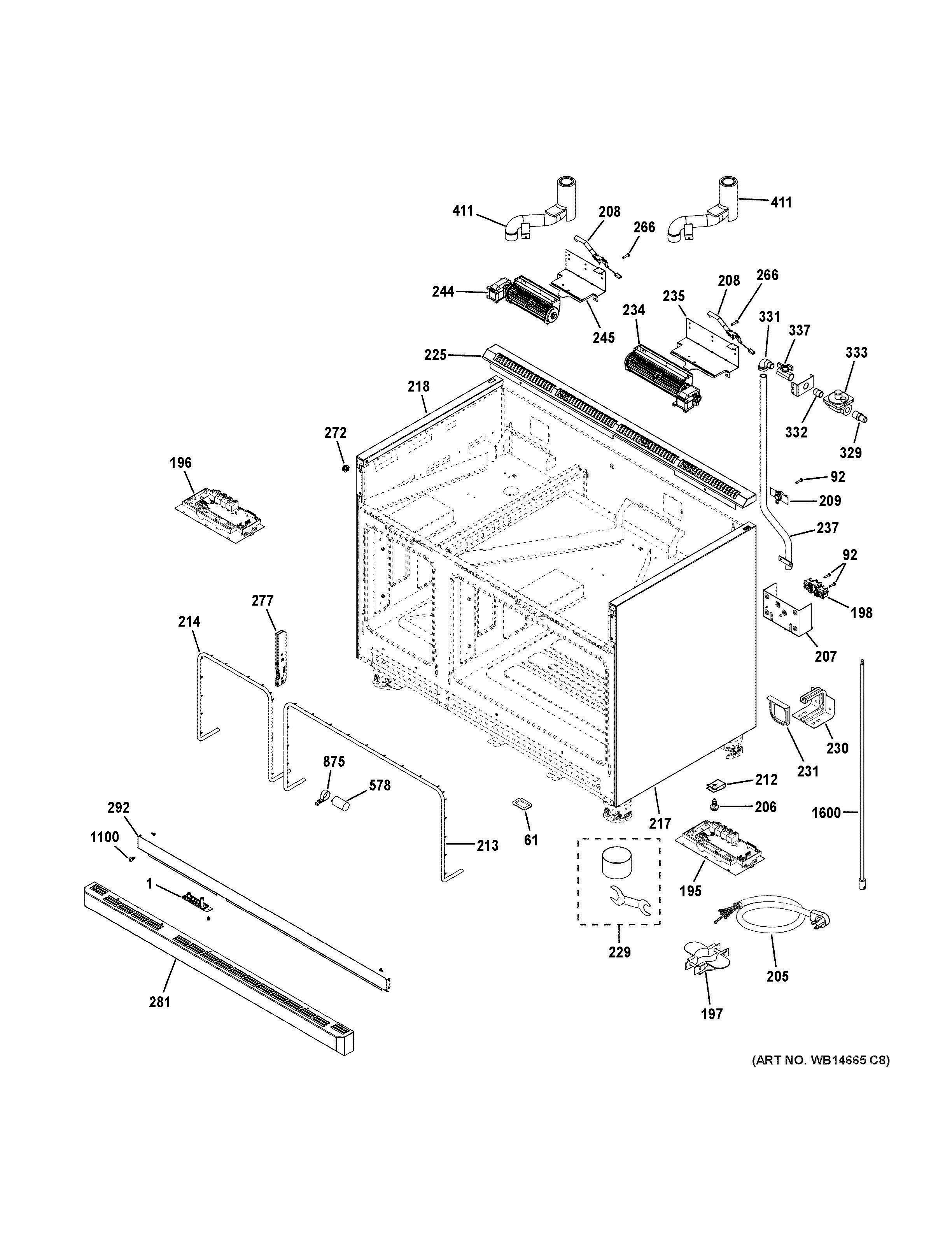 BODY PARTS Diagram and Parts List for C2Y486SDL1SS  General Electric Range