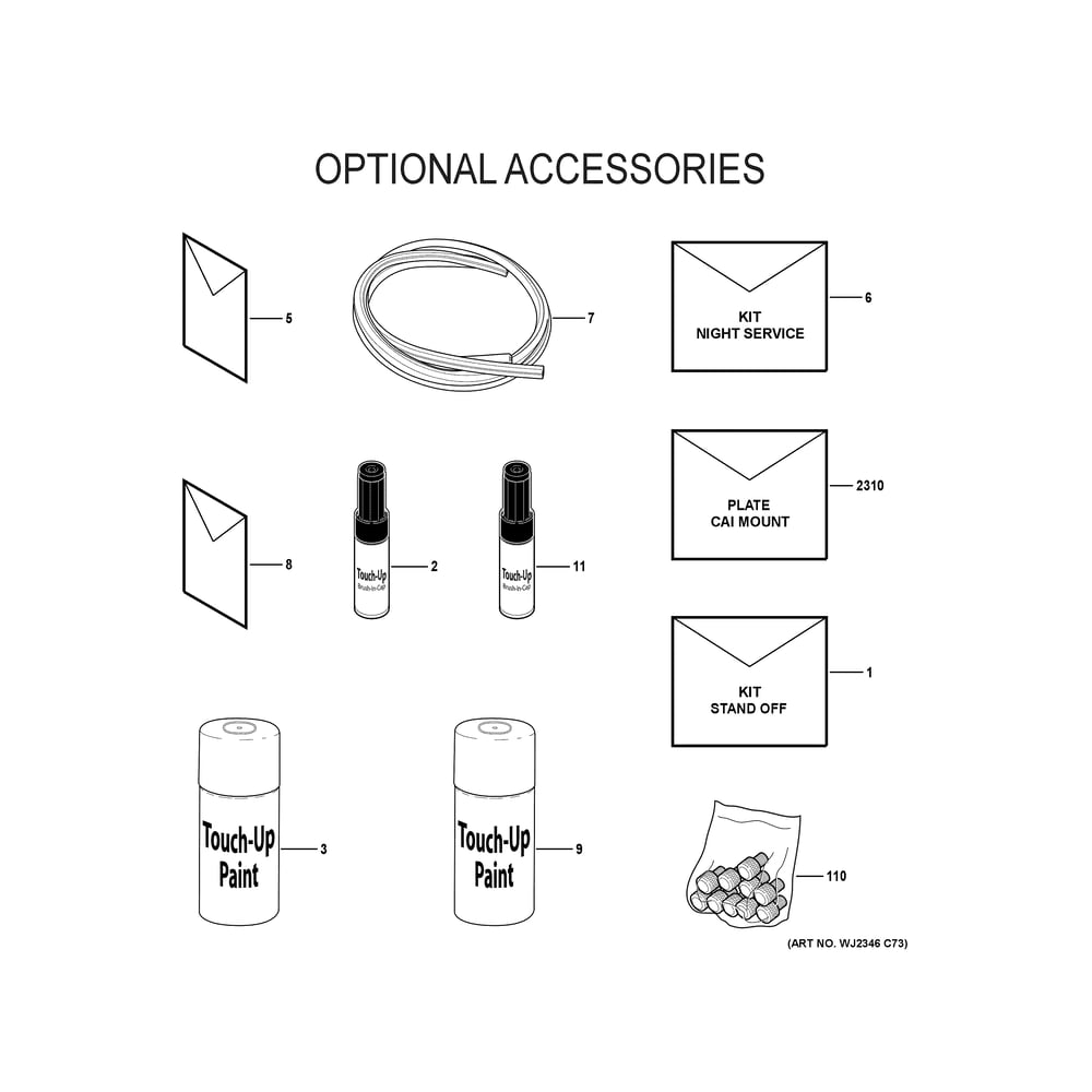 Optional Accessories Diagram and Parts List for NF80U110S5CR0  General Electric Furnace