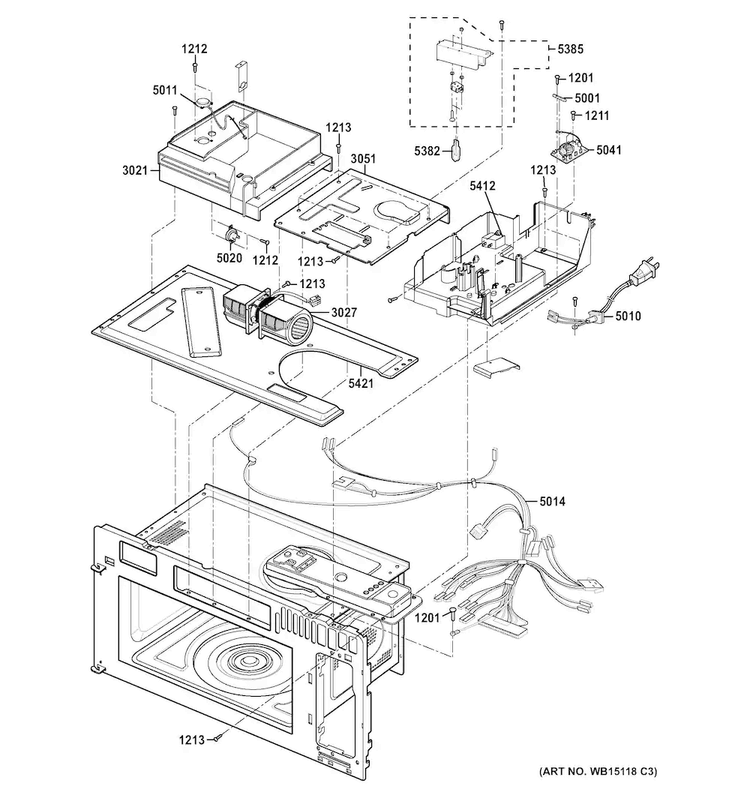 Interior Parts Diagram and Parts List for CVM1750SH1SS  General Electric Microwave