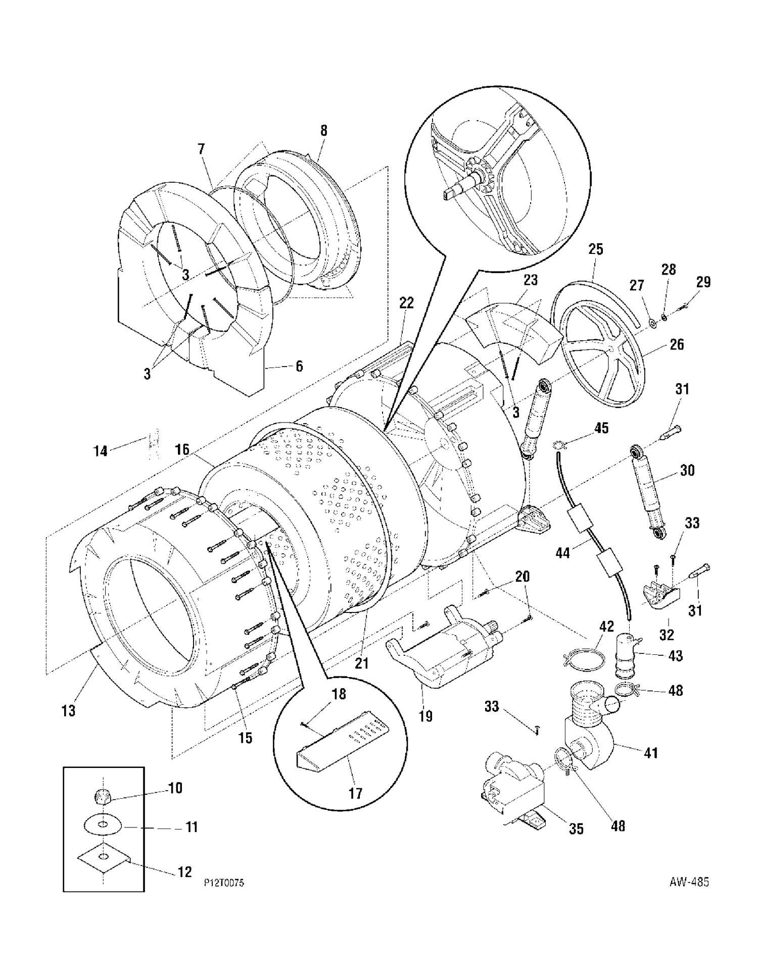 TUB MOTOR Diagram and Parts List for WCXH208A0WW  General Electric Washer