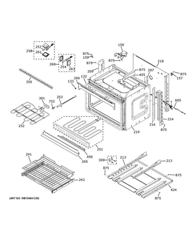 Lower Oven Diagram and Parts List for JTD5000DN2WW  General Electric Wall Oven