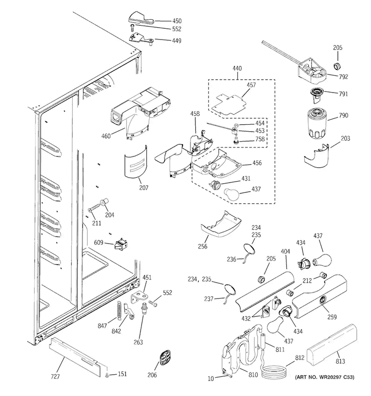 Fresh Food Section Diagram and Parts List for GSHL6KGZCCLS  General Electric Refrigerator