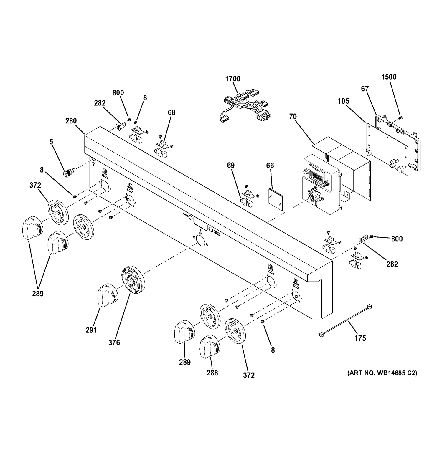 CONTROL PANEL Diagram and Parts List for ZDP304LP7SS  General Electric Range
