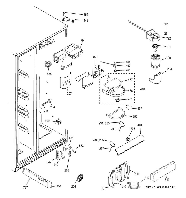 Fresh Food Section Diagram and Parts List for GSS25CSHECSS  General Electric Refrigerator