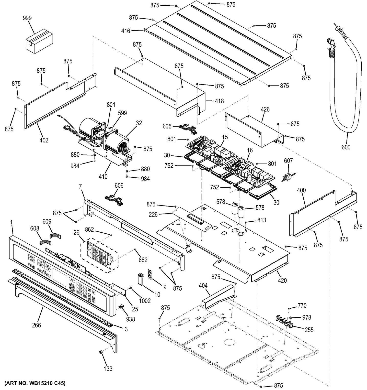CONTROL PANEL Diagram and Parts List for CT9550EK2DS  General Electric Wall Oven