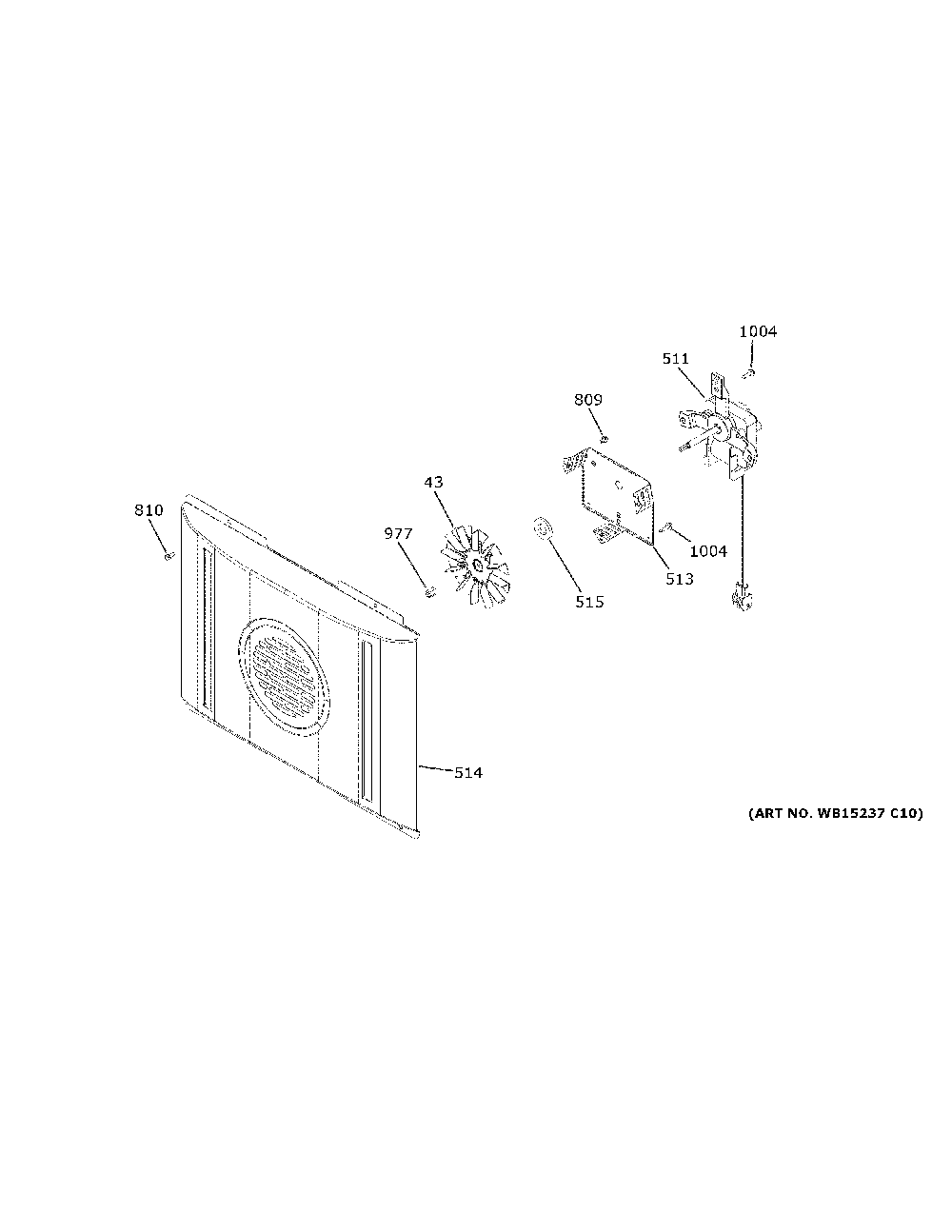 Convection Fan Diagram and Parts List for JS760DP4BB  General Electric Range