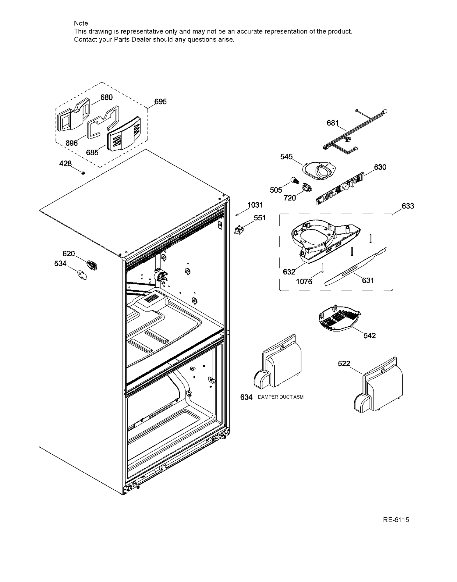 FF FUNCTIONAL PARTS Diagram and Parts List for PDR20KMHBRES  General Electric Refrigerator