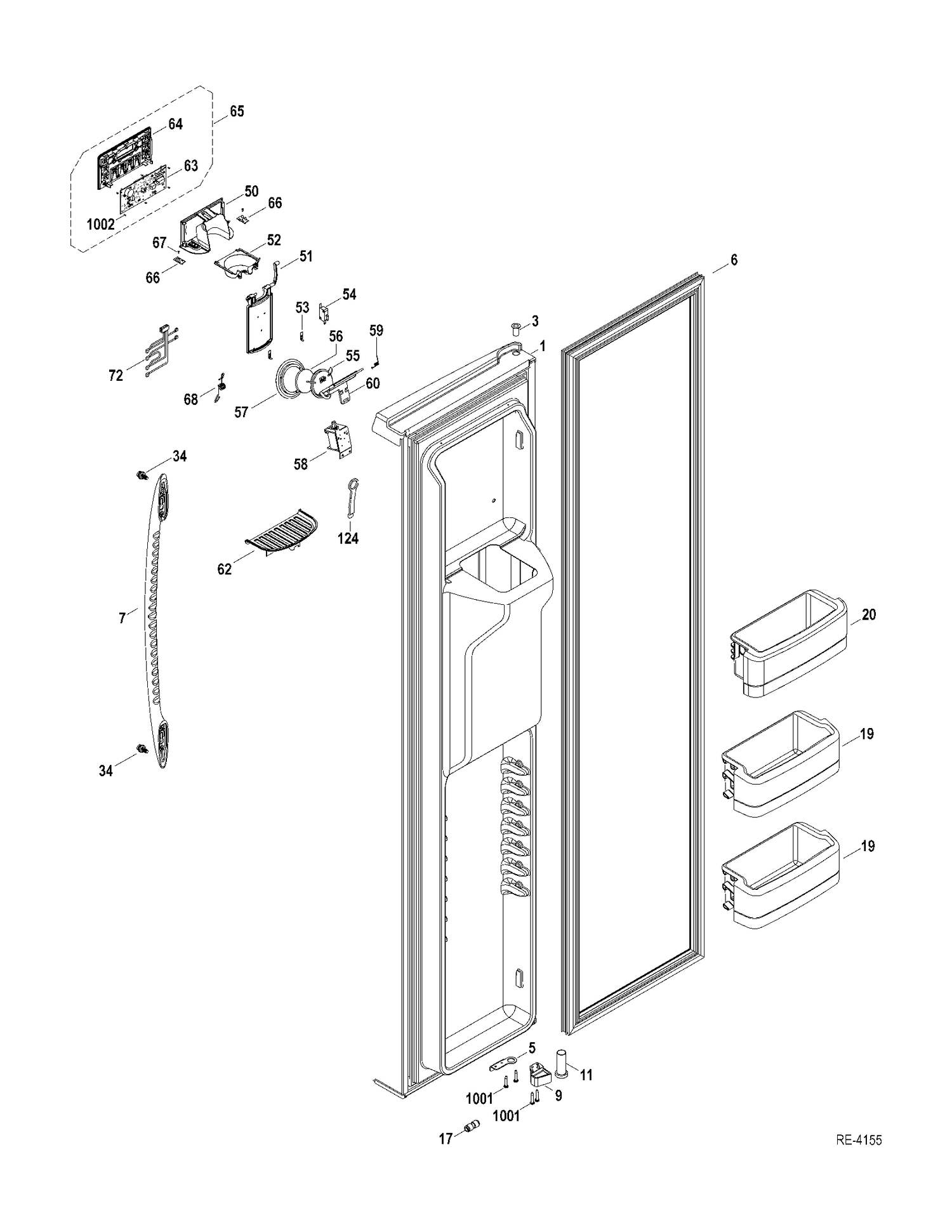 FF DOOR Diagram and Parts List for PSRF6PGZADWW  General Electric Refrigerator