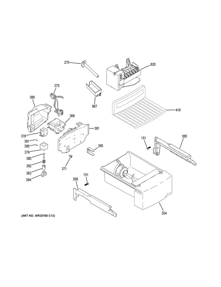 Ice Maker And Dispenser Diagram and Parts List for GZS22DMJJFES  General Electric Refrigerator