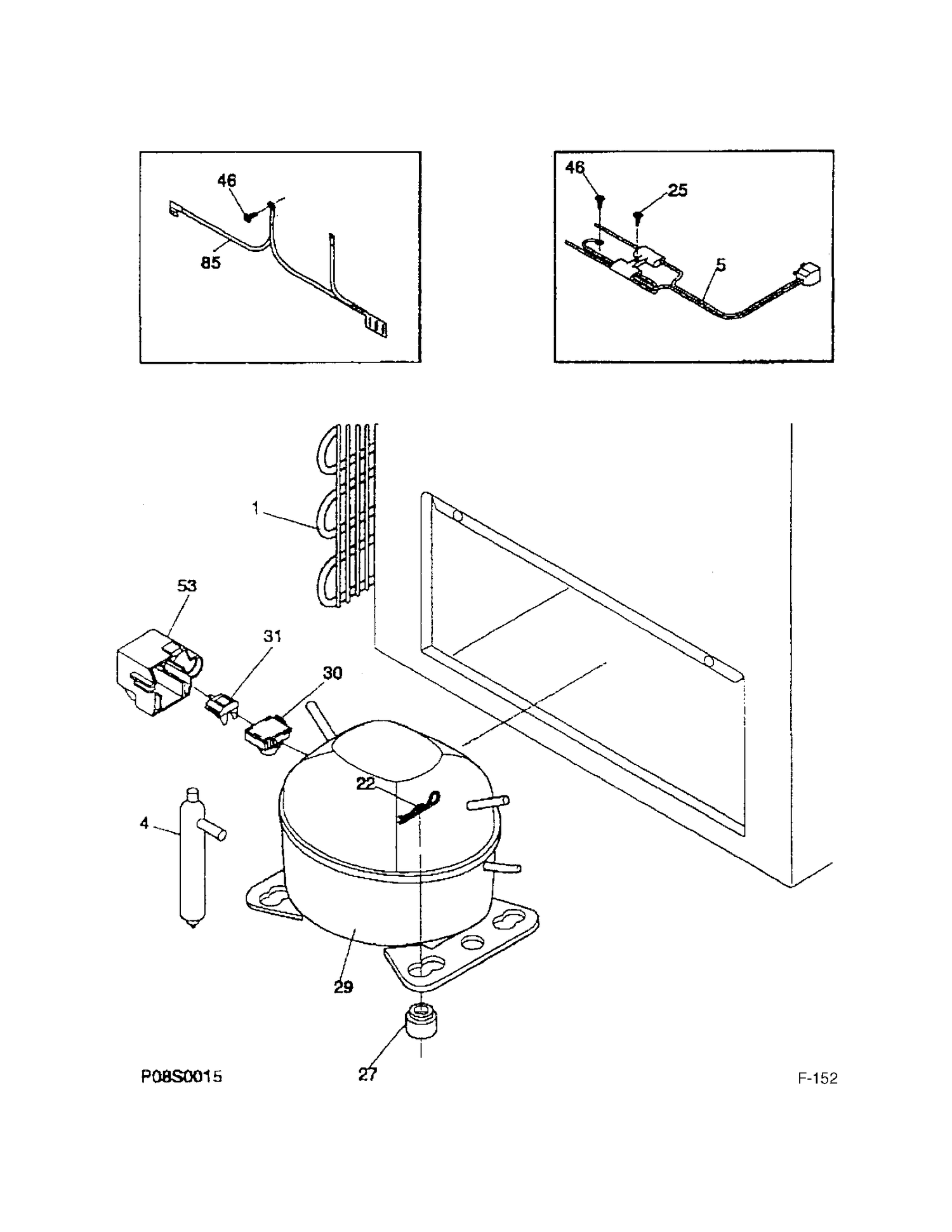 SYSTEM Diagram and Parts List for 80950-4  General Electric Freezer