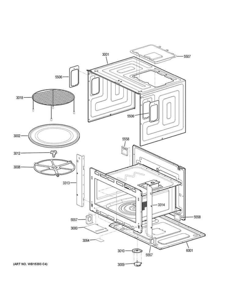 Oven Cavity Parts Diagram and Parts List for PT7800DH9WW  General Electric Microwave Oven Combo