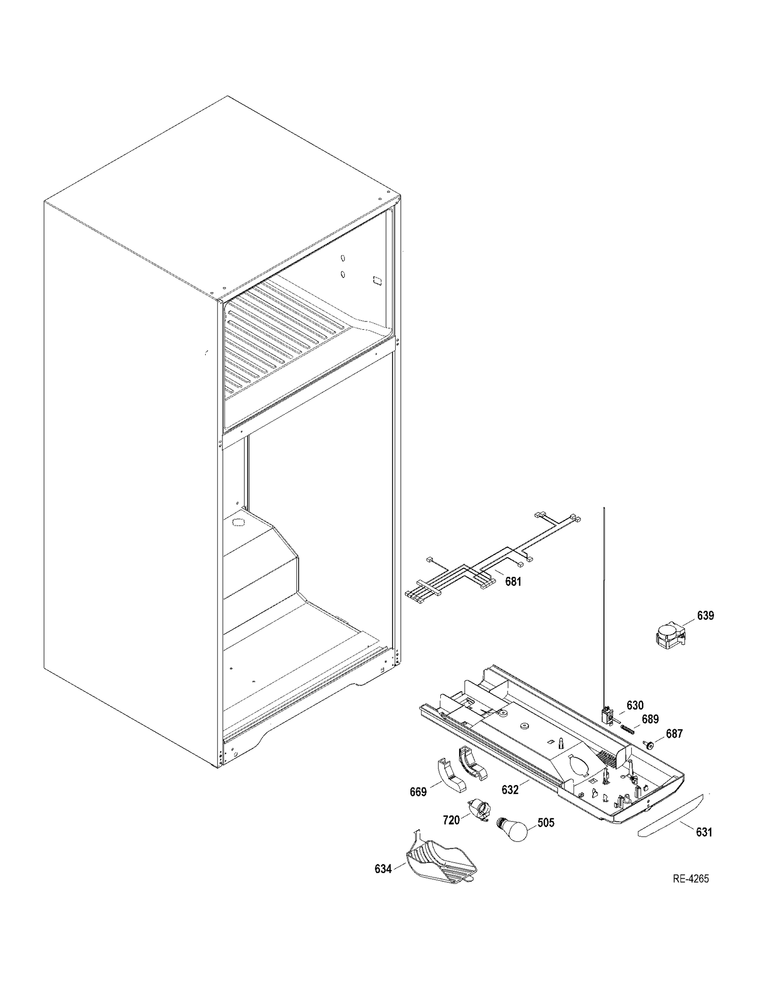 FF SECTION Diagram and Parts List for GTRC0GAZARWW  General Electric Refrigerator