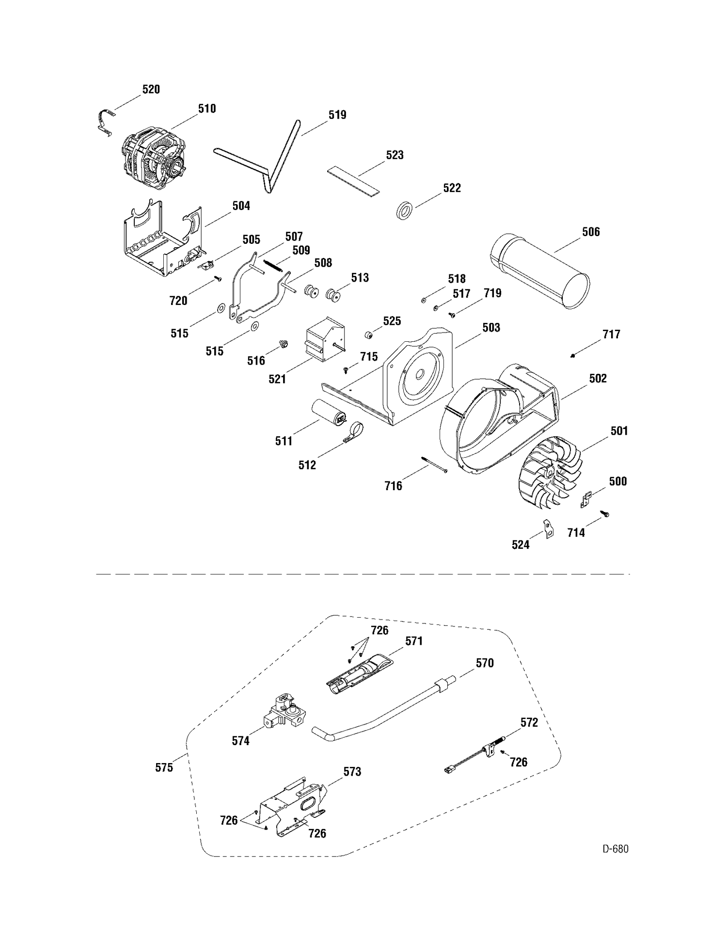 BLOWER & GAS PARTS Diagram and Parts List for UPVH890GJ0MV  General Electric Dryer