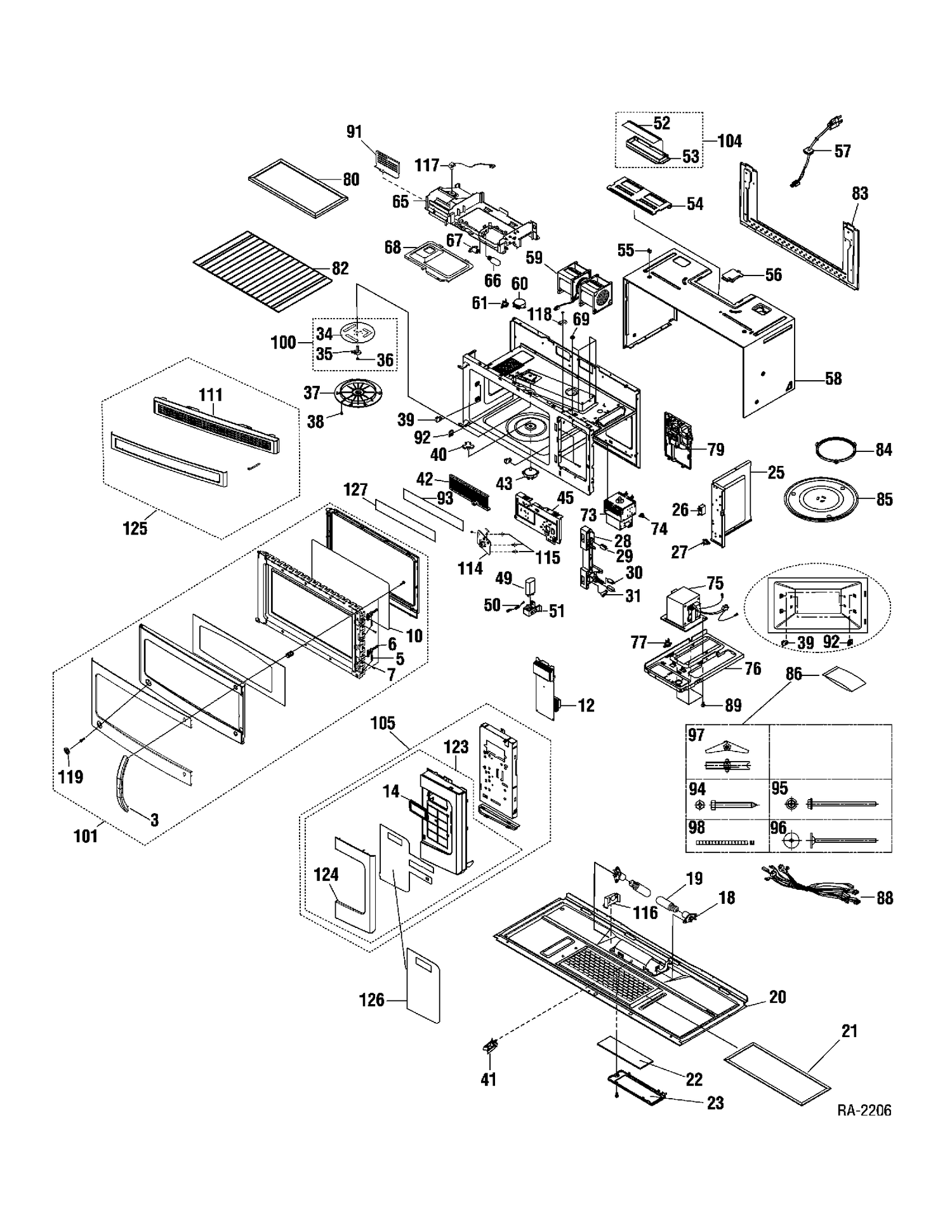 MICROWAVE Diagram and Parts List for HVM1750SMC01  General Electric Microwave