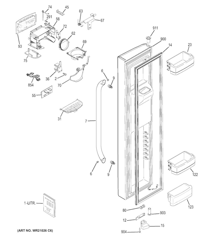 Freezer Door Diagram and Parts List for HSS25ASHBCSS  Hotpoint Refrigerator