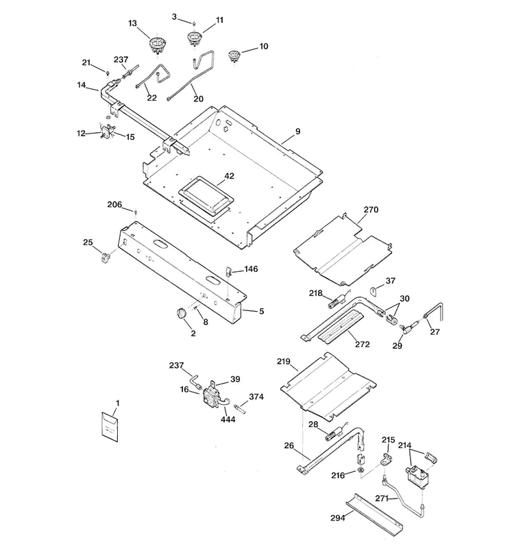 Gas Burner Parts Diagram and Parts List for JGBP30BEA3WH  General Electric Range