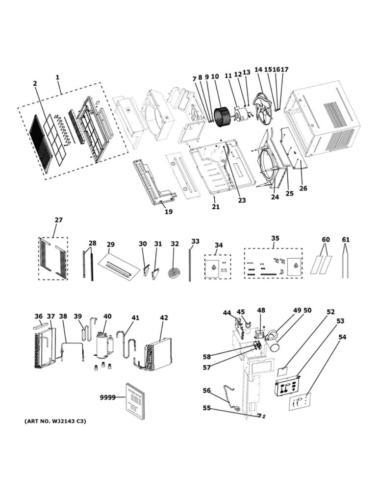 Room Air Conditioner Diagram and Parts List for AEW24DYL1  General Electric Air Conditioner