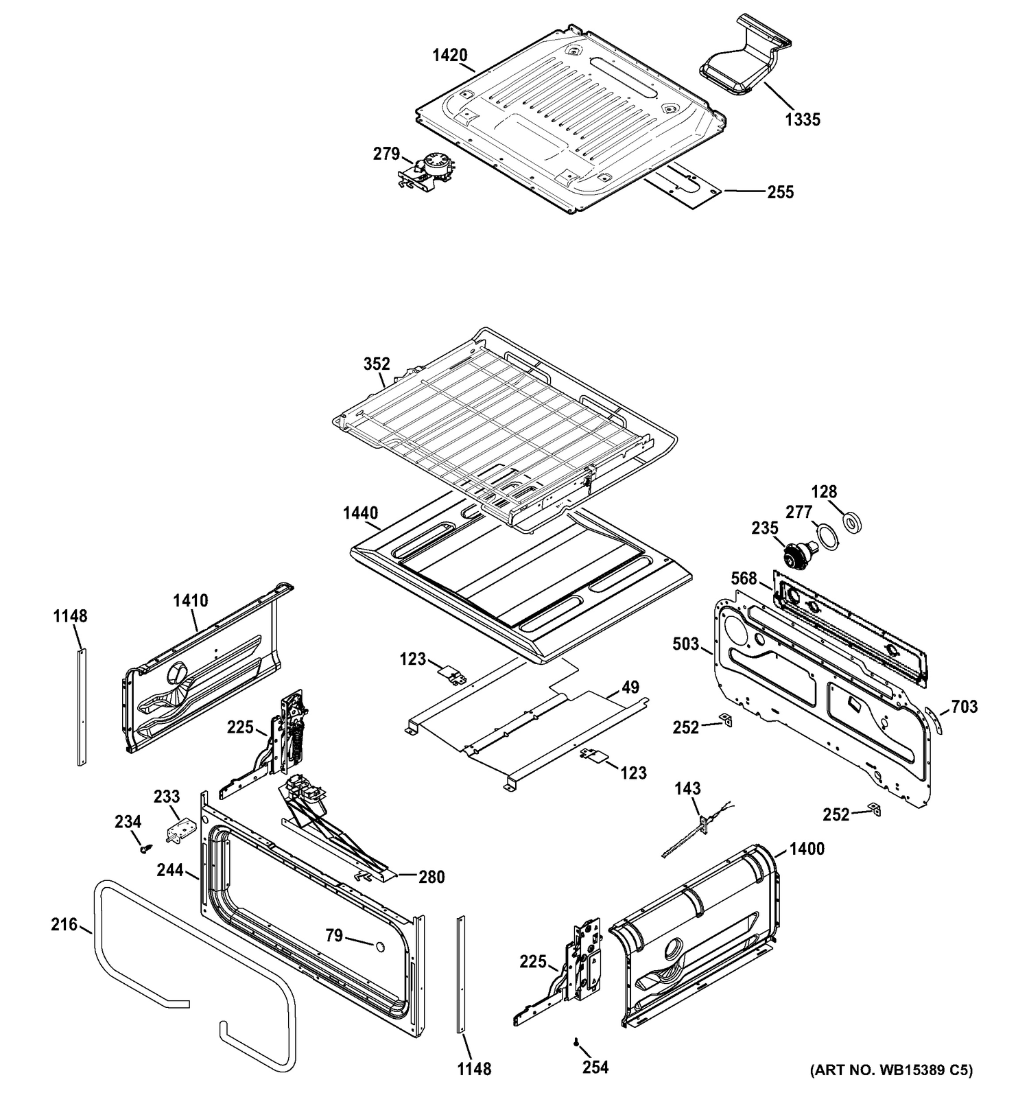 UPPER OVEN Diagram and Parts List for PGB950DEF1BB  General Electric Range