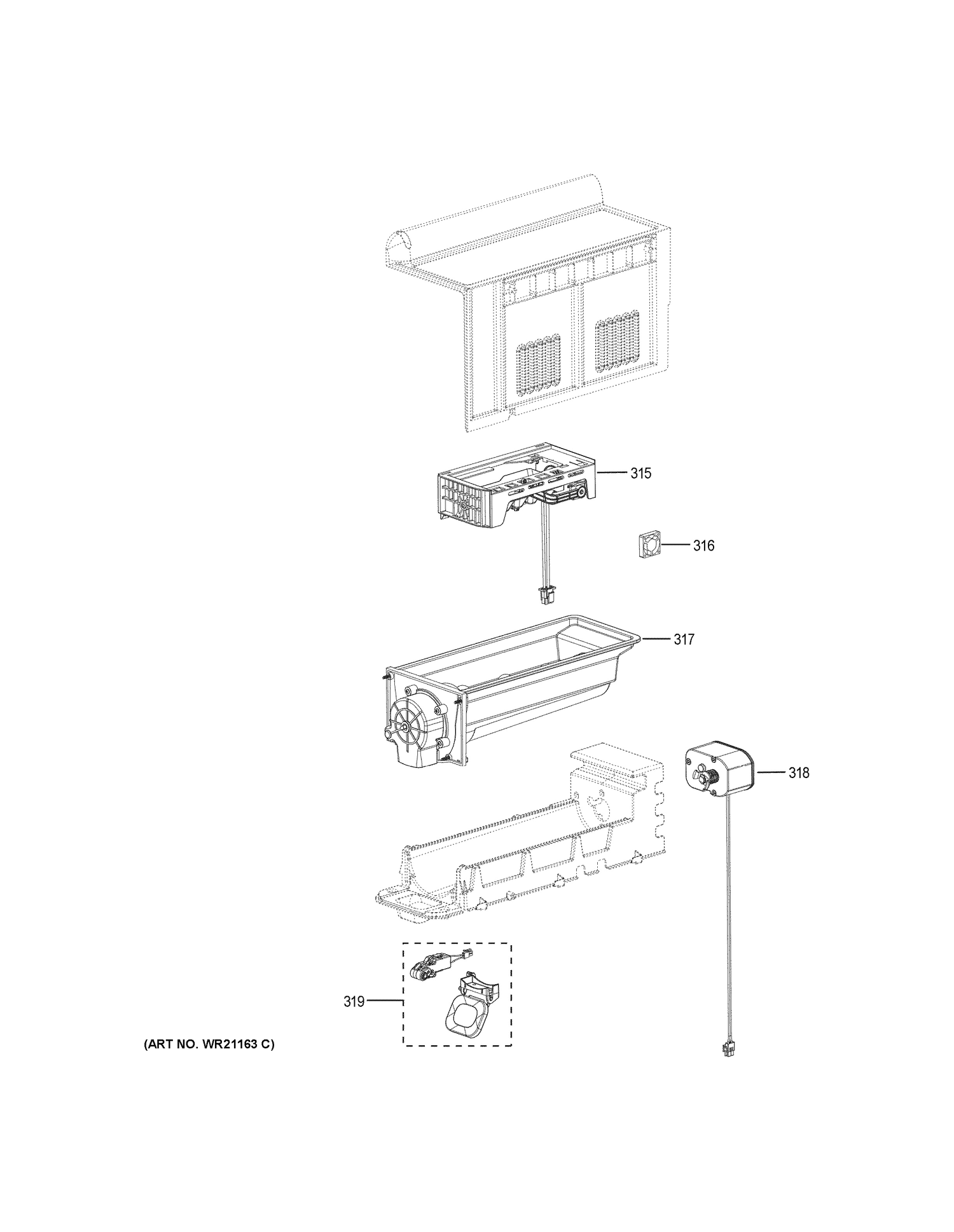 ICE MAKER & DISPENSER Diagram and Parts List for G6S28TSLBSS  General Electric Refrigerator