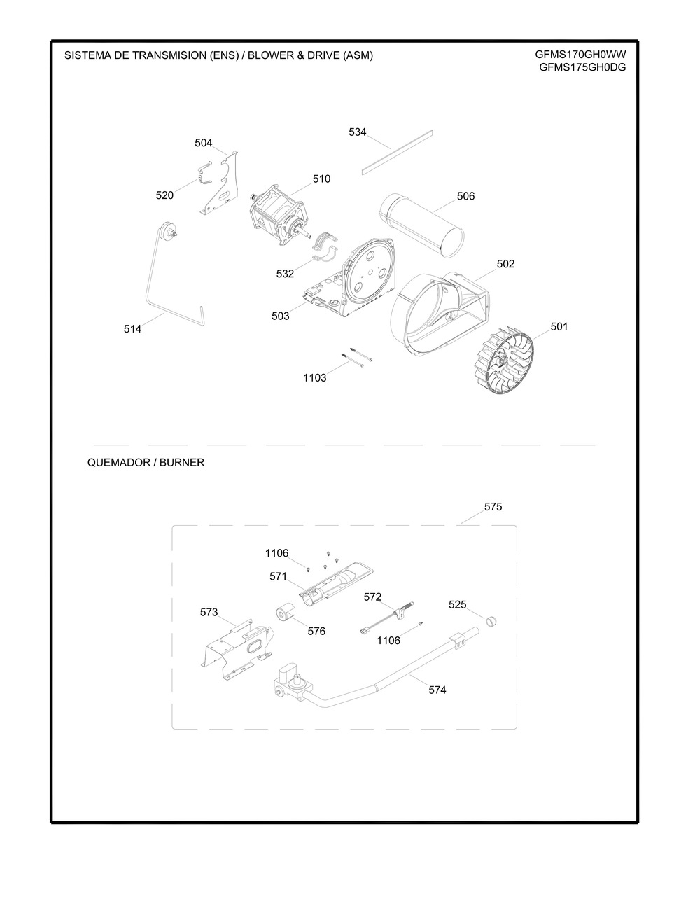 Blower Drive Asm Diagram and Parts List for GMR02BANACW  General Electric Dryer