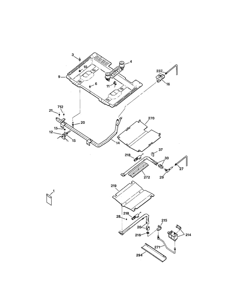Broil/burner/igniter Diagram and Parts List for JGB26WEA1WW  General Electric Range