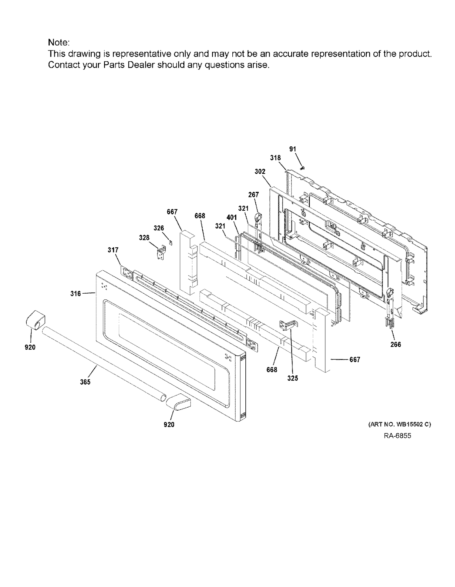 UPPER DOOR Diagram and Parts List for CCHS995SEL1SS  General Electric Range