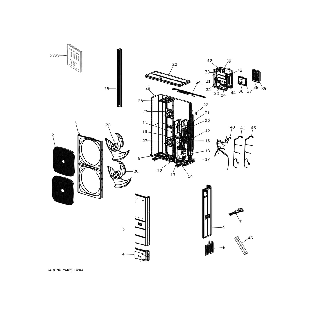 Room Air Conditioner Diagram and Parts List for 1U60T3PE1HE  General Electric Air Conditioner