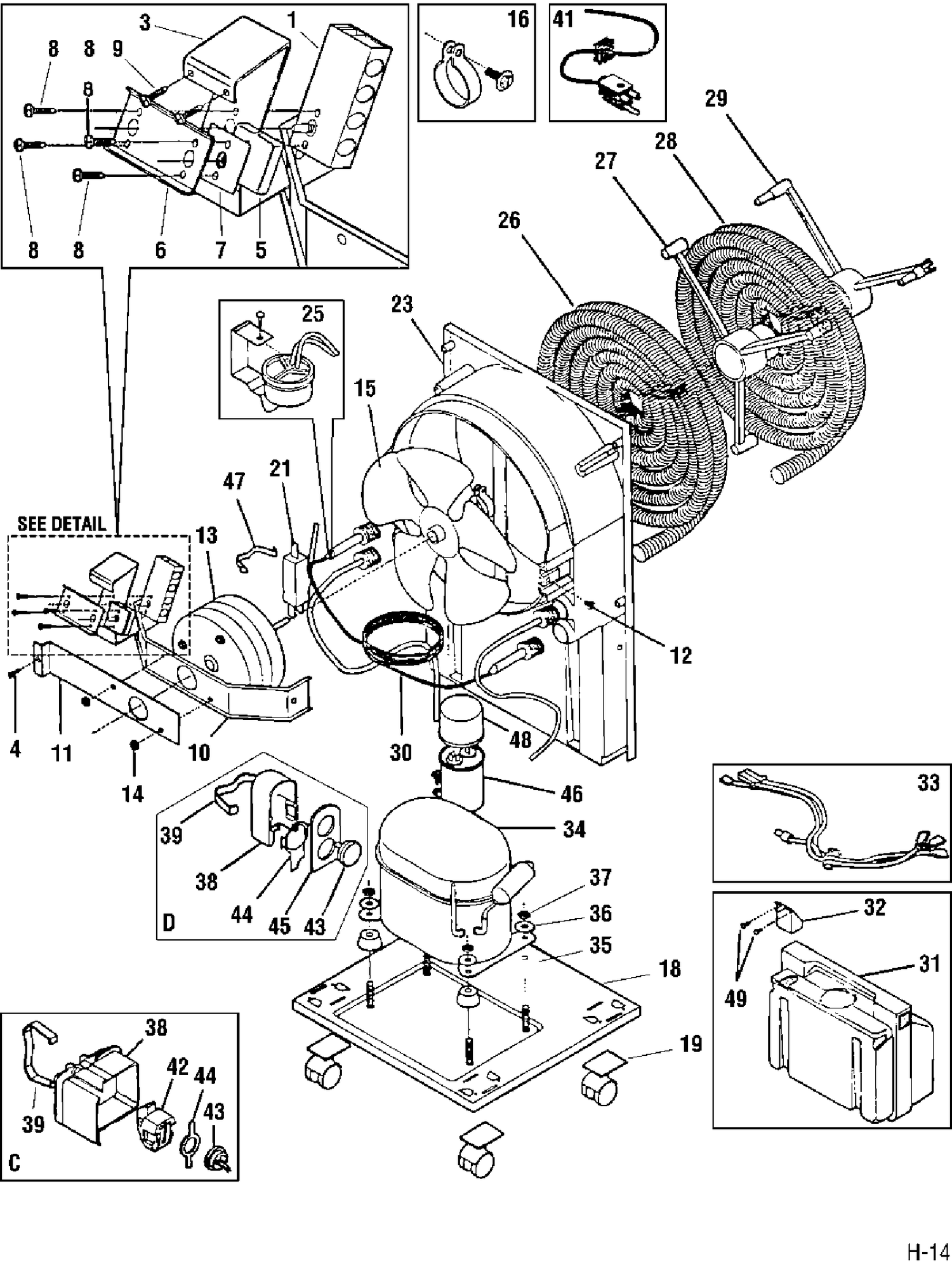 UNIT PARTS Diagram and Parts List for CMDD50WW1  General Electric Dehumidifier