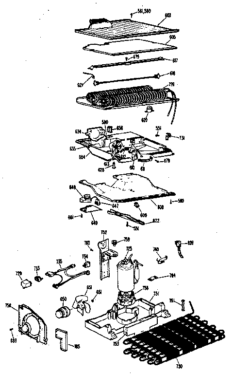 Unit Parts Diagram and Parts List for TBF16SJC  General Electric Refrigerator