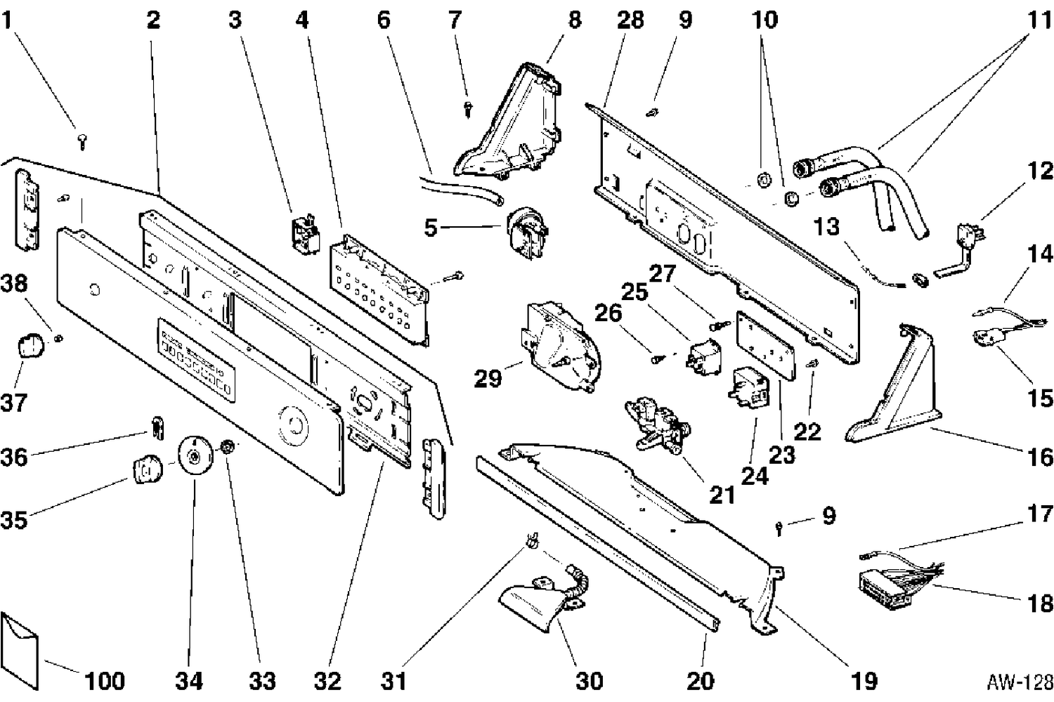 CONTROL GROUP Diagram and Parts List for ZPSQ3120T8WW  General Electric Washer