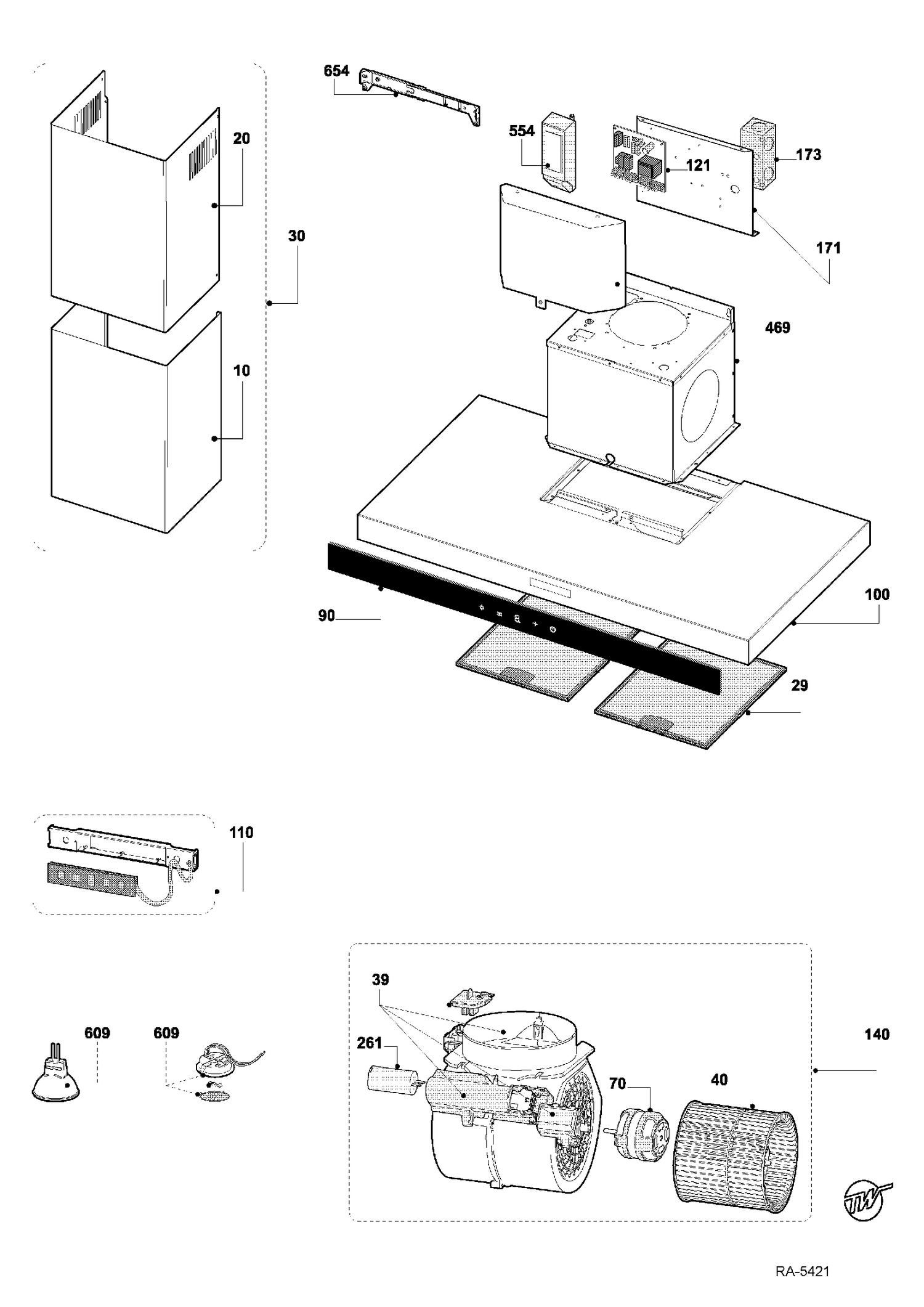 RANGE HOOD Diagram and Parts List for PVWC930S1SV  General Electric Range Hood