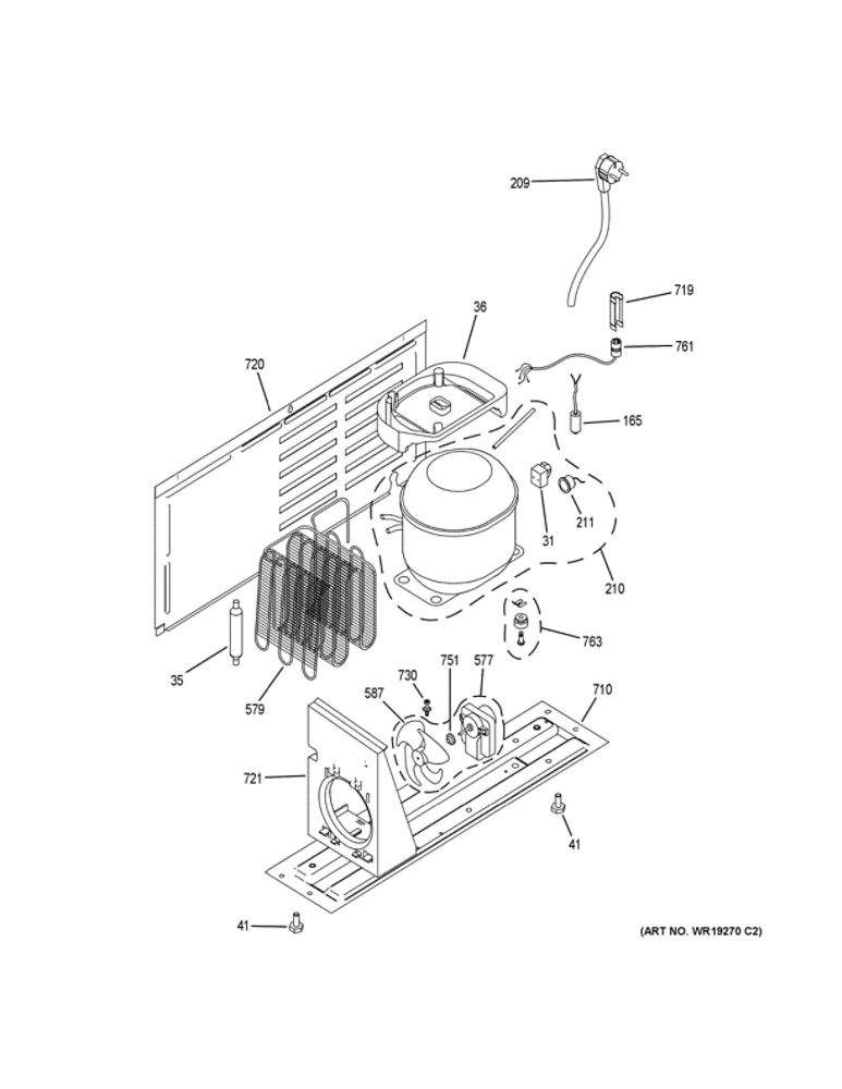 Machine Compartment Diagram and Parts List for PCR06BATGSS  General Electric Wine and Beverage Cooler