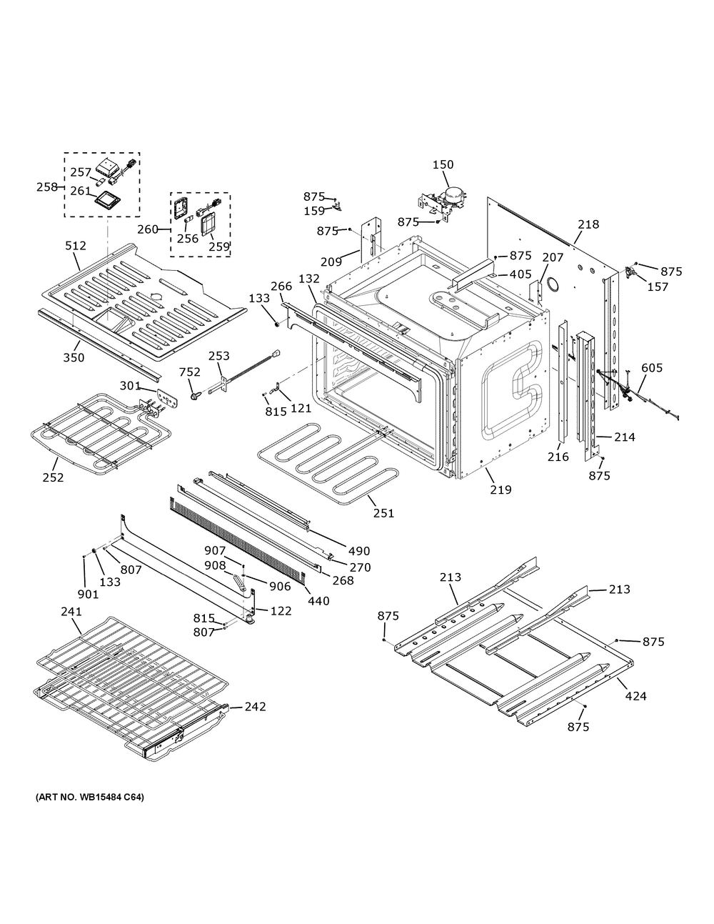 Lower Oven Diagram and Parts List for PTD700RSN3SS  General Electric Wall Oven