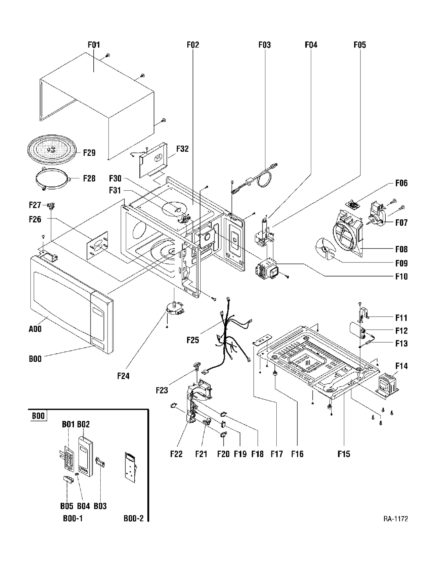 MICROWAVE Diagram and Parts List for JE2160BFC01  General Electric Microwave