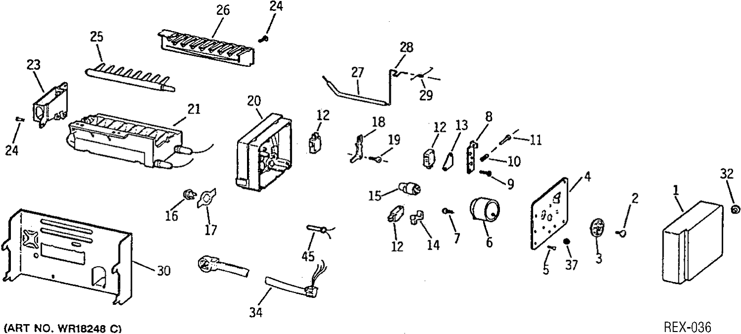 ICE MAKER KIT Diagram and Parts List for TPX24B1YAWW  General Electric Refrigerator