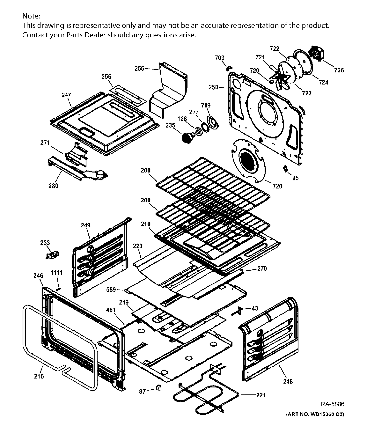 LOWER OVEN Diagram and Parts List for PCGS950SEF3SS  General Electric Range