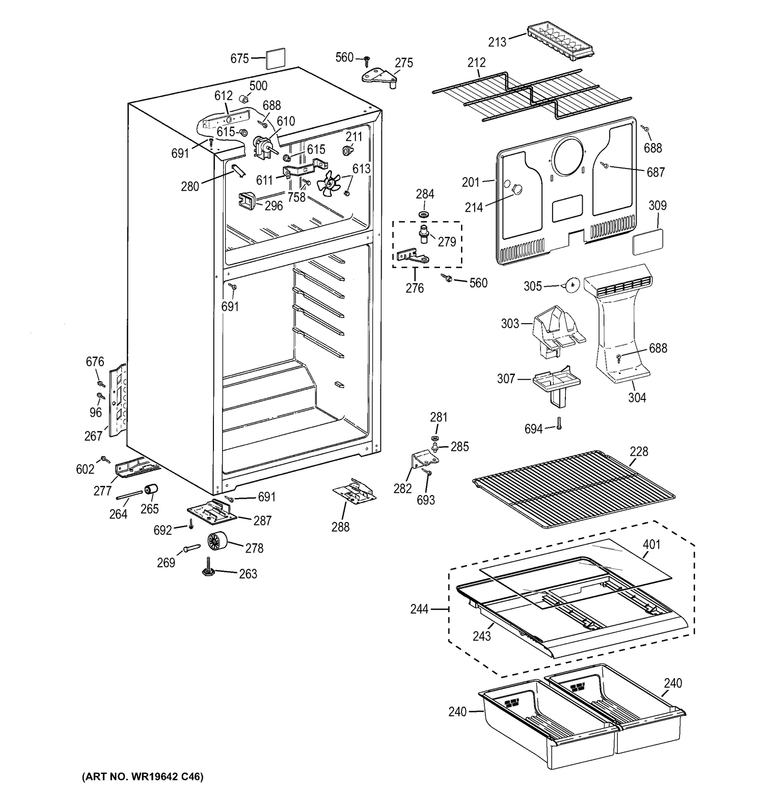 CABINET Diagram and Parts List for GTH18CBEGRBB  General Electric Refrigerator