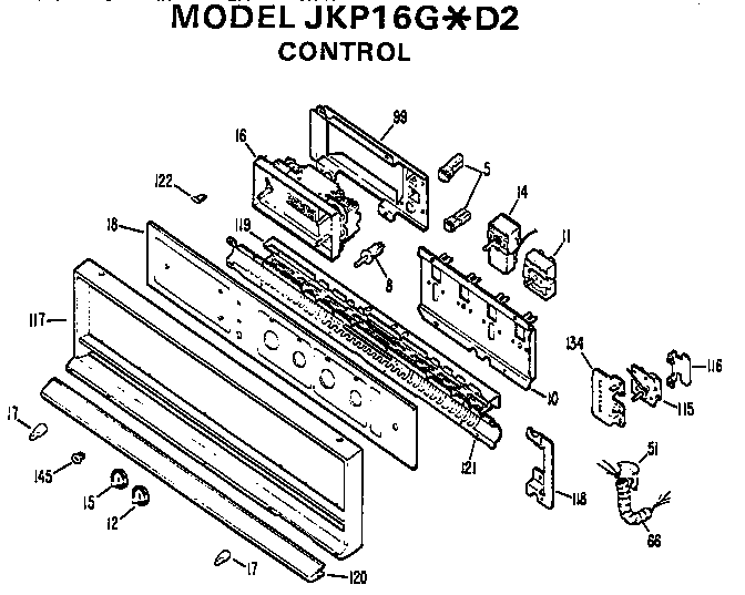 Controls Diagram and Parts List for JKP16G*D2  General Electric Wall Oven