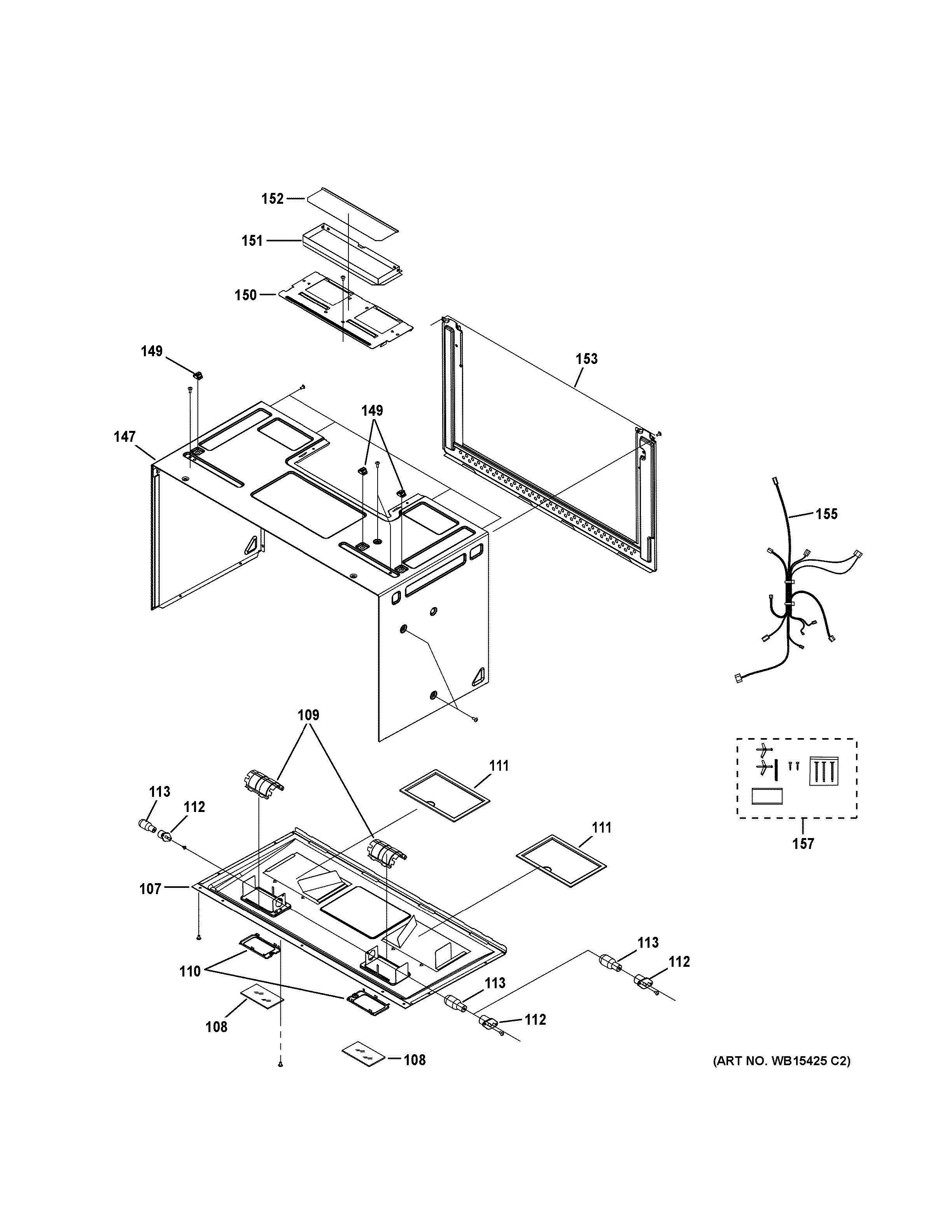 INTERIOR PARTS Diagram and Parts List for PVM9005DJ3BB  General Electric Microwave